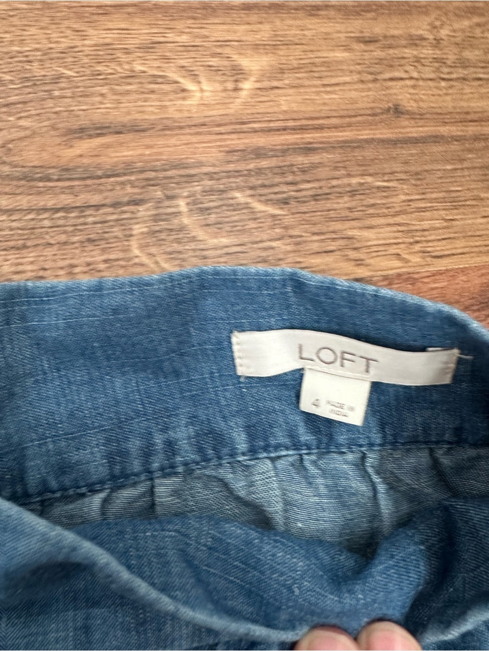 LOFT Button-Front Midi Skirt in Blue Linen blend - Picture 2 of 5